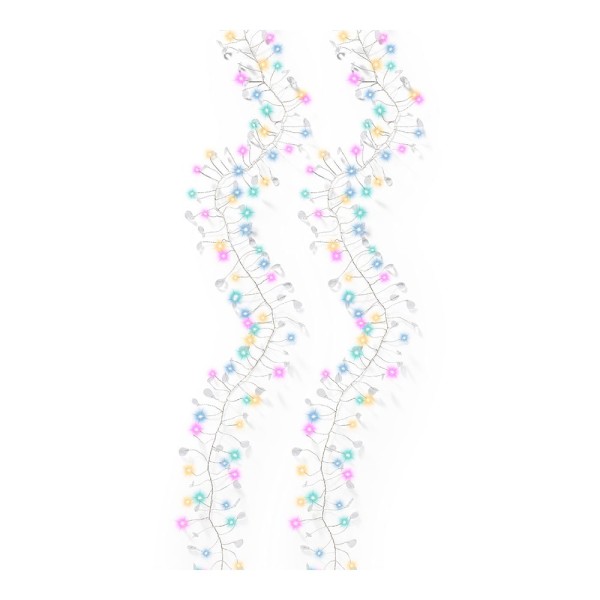 Guirnalda micro led multicolor de interior con cristales y alambre plateado 1,2 m